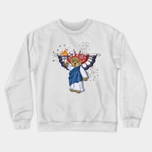 Patriotic Liberty Bear on Blue Crewneck Sweatshirt